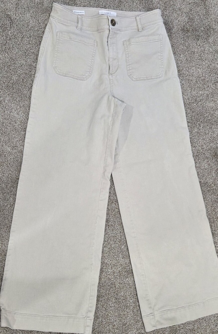 LOFT The Palmer Wide Leg Jeans Pants Beige Size 6 High Rise